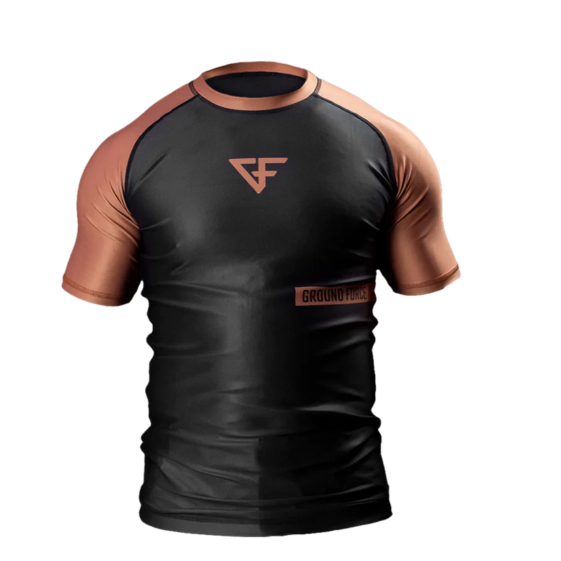 GROUND FORCE RANK rashguard short sleeve black/brown 