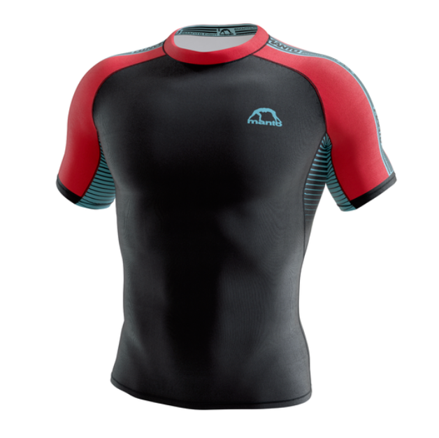 MANTO rashguard short sleeve STRIPE 2.0 black/red