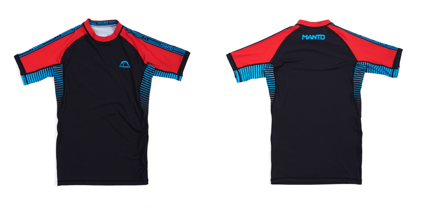 MANTO rashguard short sleeve STRIPE 2.0 black/red